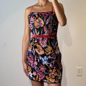 Black Floral Sequined Dress